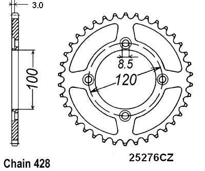 Couronne Acier 52 Dents - Pas 428 - Similaire JTR1140