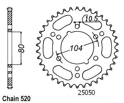 Couronne Alu. 47 Dents - Pas 520 - Similaire JTA478