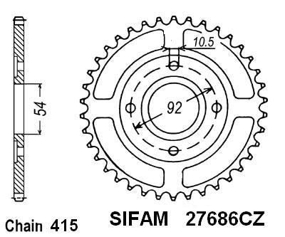 Couronne Acier 46 Dents - Pas 415 - Similaire JTR2060