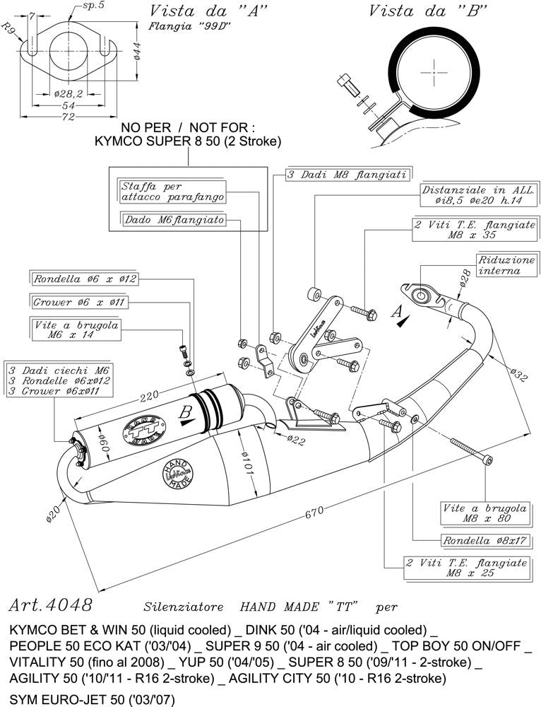 "Ligne Complète HAND MADE TT AGILITY 50 2 RT 16"" en 2 Temps - Homologué"