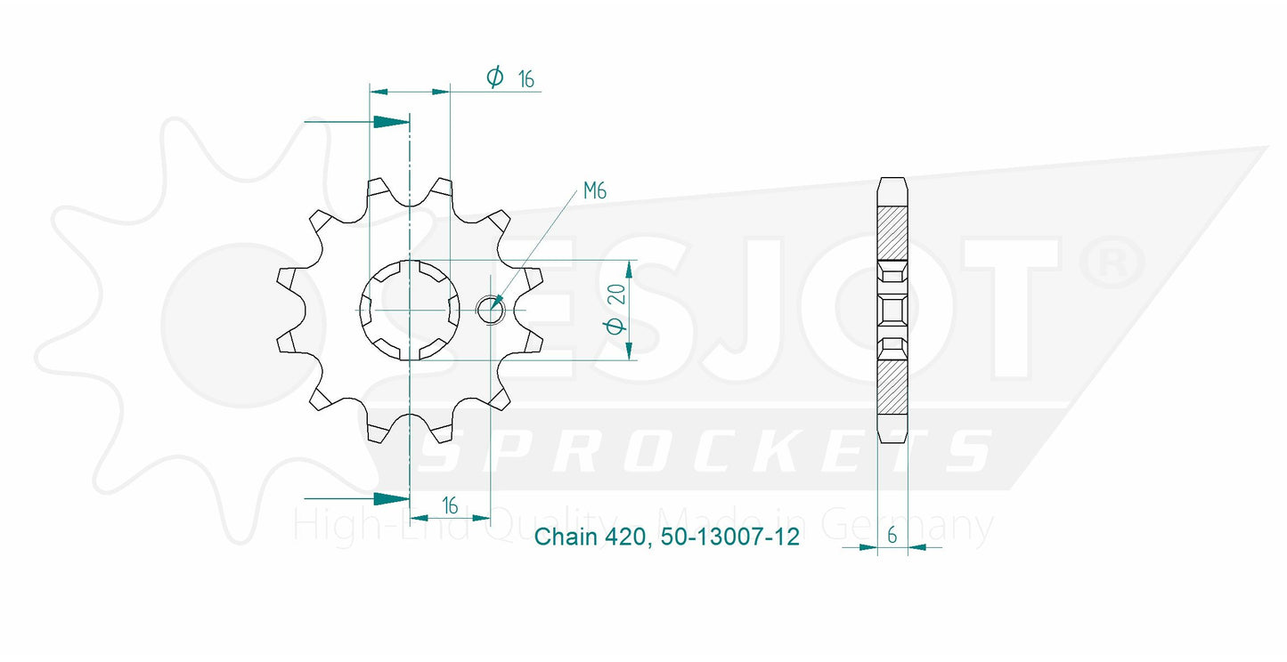 Pignon 12 Dents - Pas 420 - Similaire JTF546