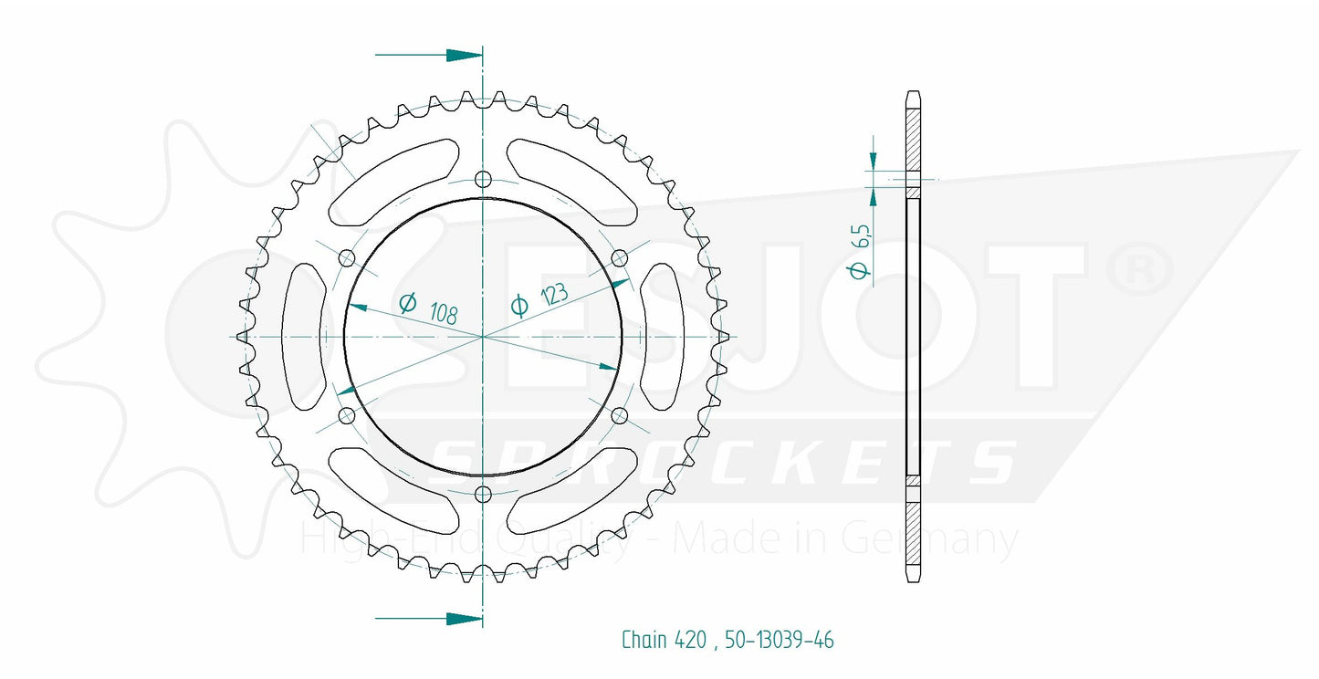 Couronne Acier 46 Dents - Pas 420 - Similaire JTR1133