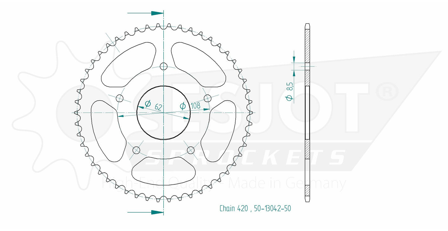 Couronne Acier 50 Dents - Pas 420