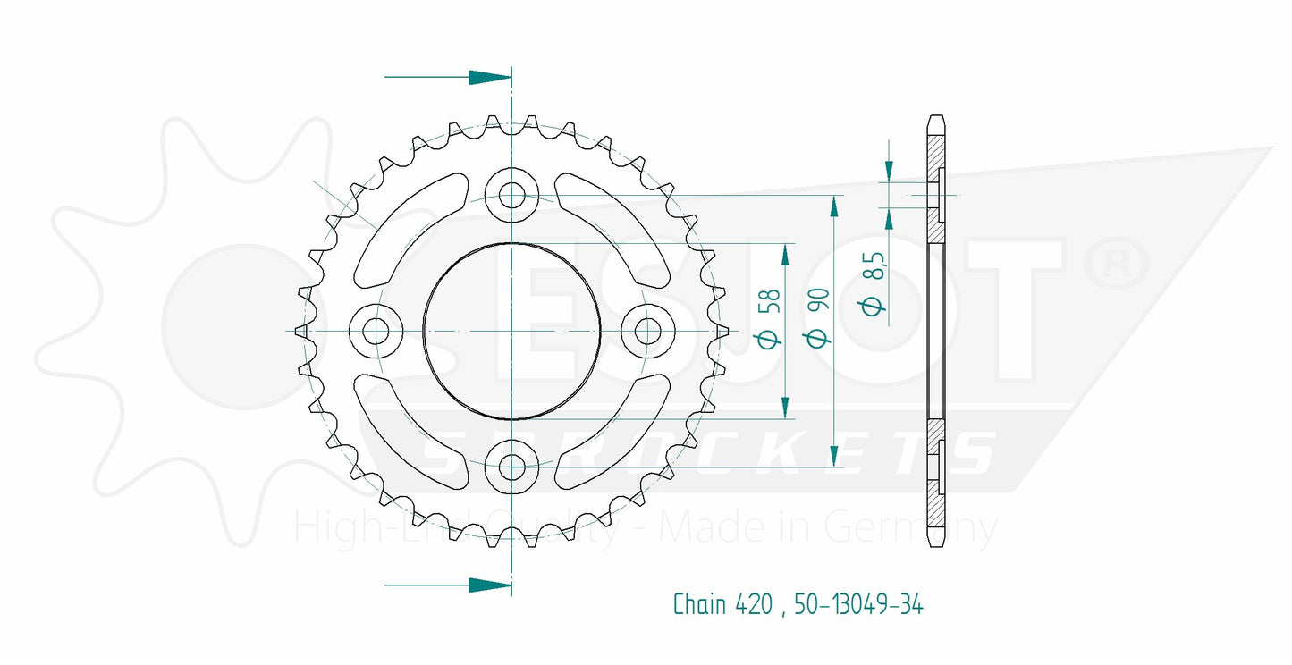 Couronne Acier 34 Dents - Pas 420 - Similaire JTR212