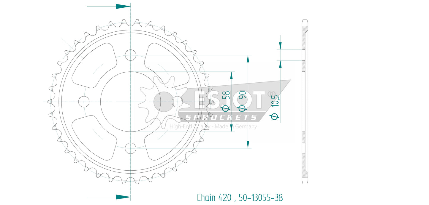 Couronne Acier 38 Dents - Pas 420