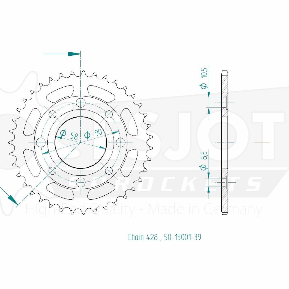 Couronne Acier 39 Dents - Pas 428 - Similaire JTR269