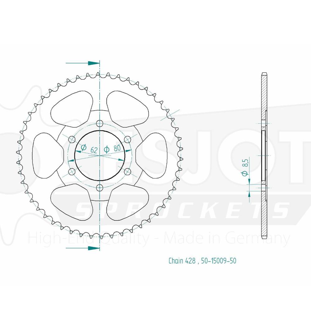 Couronne Acier 50 Dents - Pas 428 - Similaire JTR1842