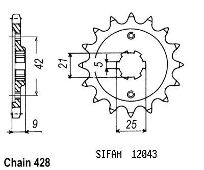 Pignon 19 Dents - Pas 428 - Similaire JTF576