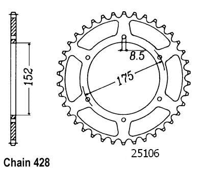 Couronne Acier 53 Dents - Pas 428 - Similaire JTR839