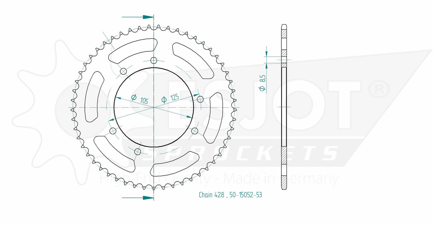 Couronne Acier 53 Dents - Pas 428 - Similaire JTR1134
