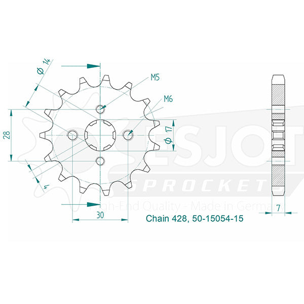 Pignon 15 Dents - Pas 428 - Similaire JTF273