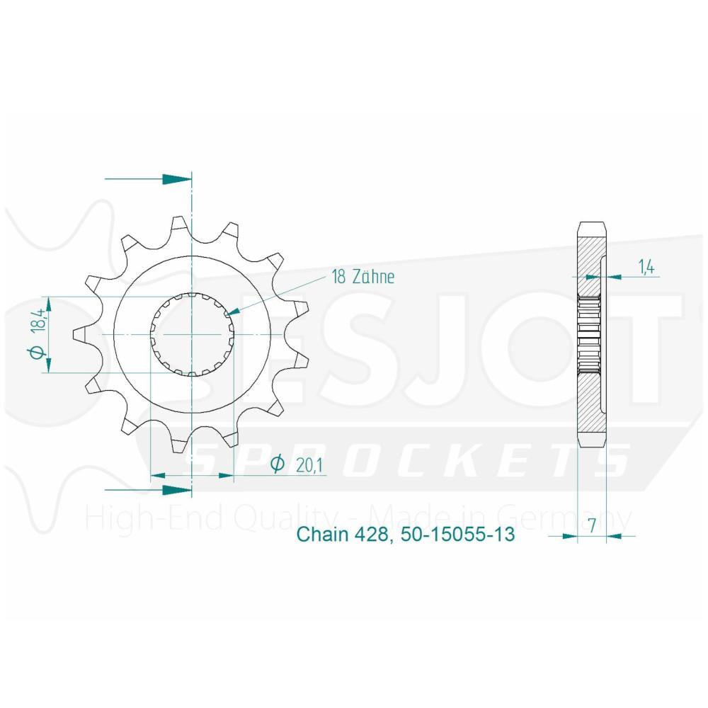 Pignon 13 Dents - Pas 428 - Similaire JTF785