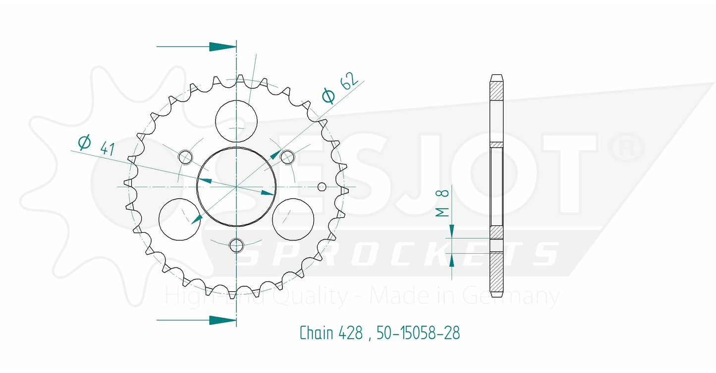 Couronne Acier 28 Dents - Pas 428