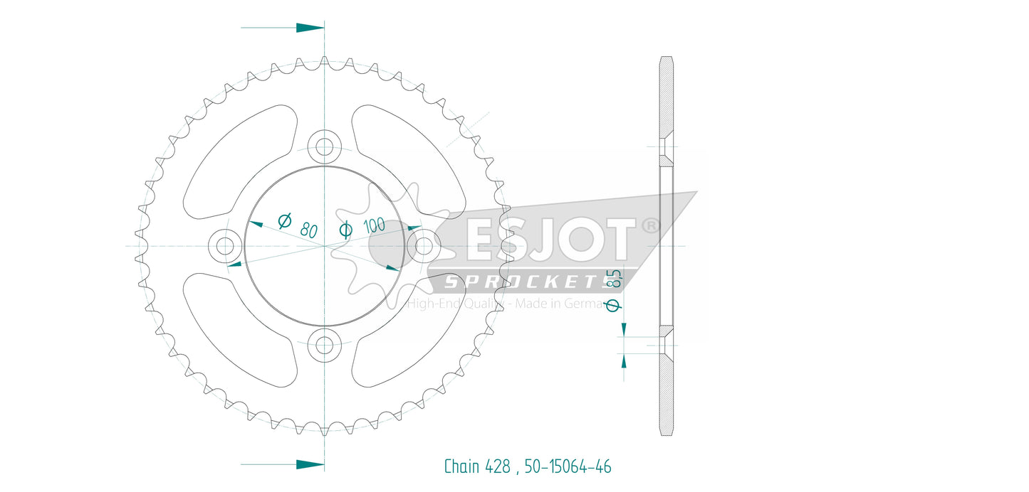 Couronne Acier 46 Dents - Pas 428 - Similaire JTR1204