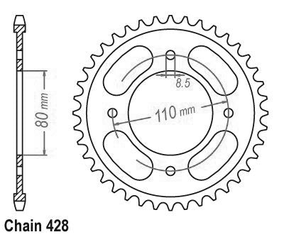 Couronne Acier 42 Dents - Pas 428 - Similaire JTR1219