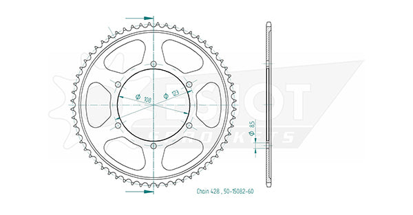 Couronne Acier 60 Dents - Pas 428 - Similaire JTR25