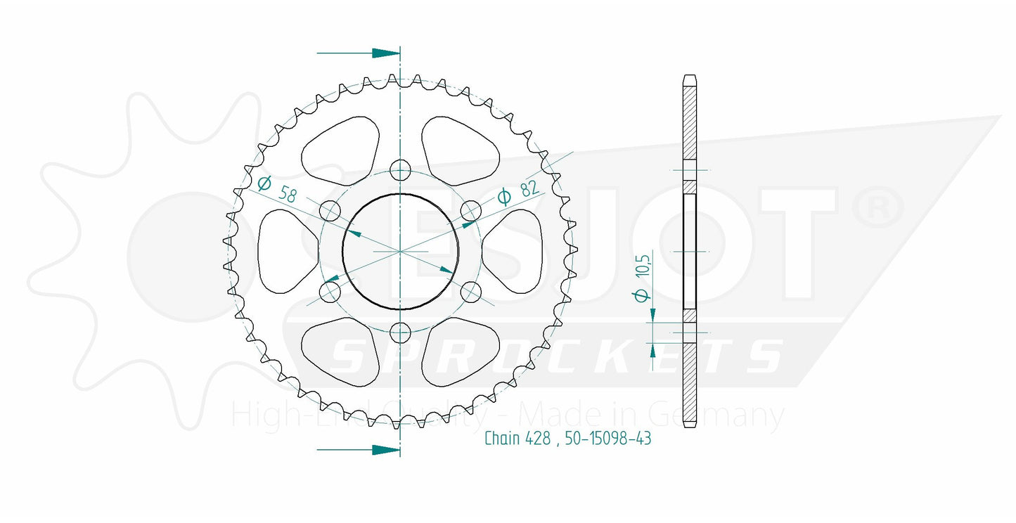 Couronne Acier 43 Dents - Pas 428 - Similaire JTR1010