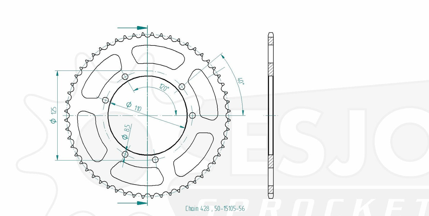 Couronne Acier 56 Dents - Pas 428