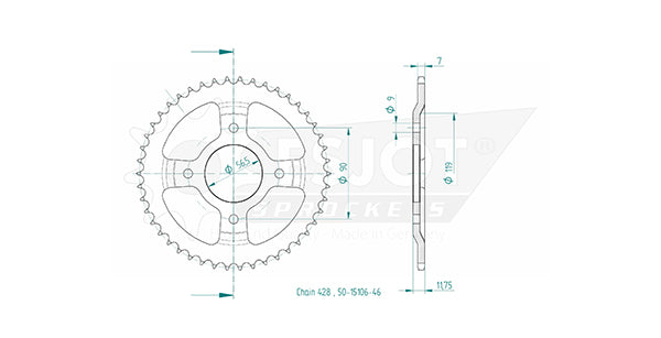 Couronne Acier 46 Dents - Pas 428