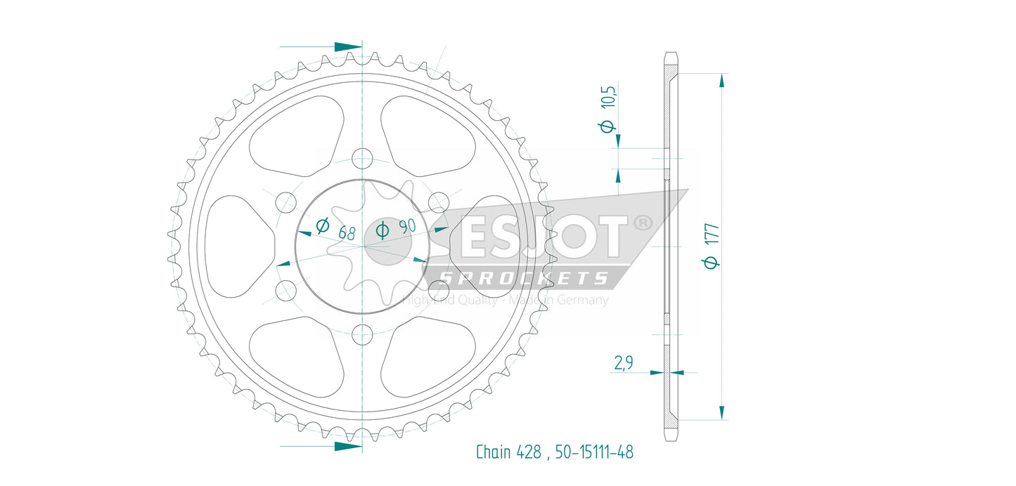 Couronne Acier 48 Dents - Pas 428 - Similaire JTR1222