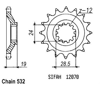 Pignon 17 Dents - Pas 428 - Similaire JTF525