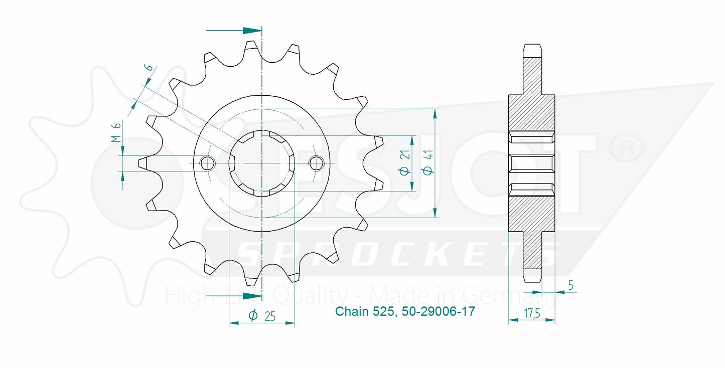 Pignon 17 Dents - Pas 525 - Similaire JTF294