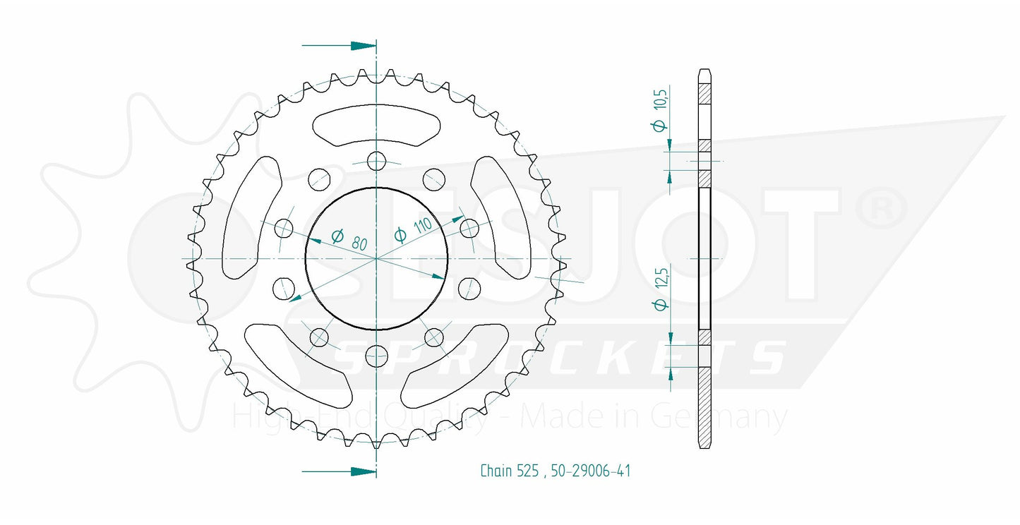 Couronne Acier 41 Dents - Pas 525 - Similaire JTR1332