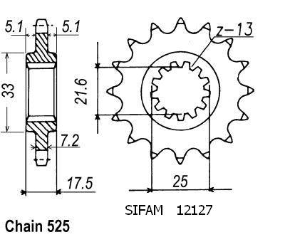 Pignon 14 Dents - Pas 525 - Similaire JTF297