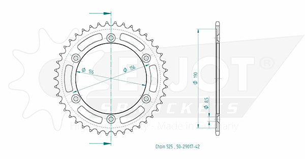 Couronne Acier 42 Dents - Pas 525 - Similaire JTR1791