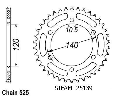 Couronne Acier 45 Dents - Pas 525 - Similaire JTR498