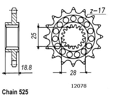 Pignon 16 Dents - Pas 525 - Similaire JTF704