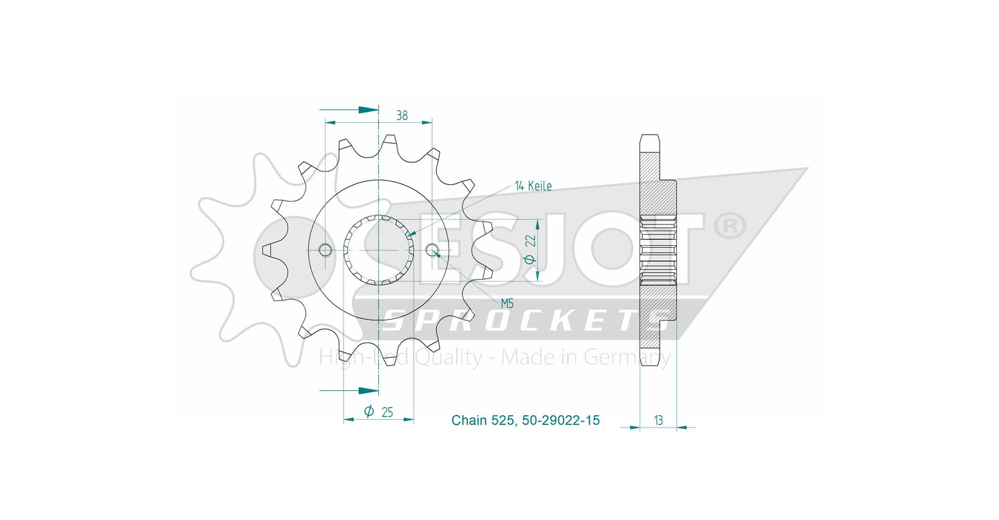 Pignon 15 Dents - Pas 525 - Similaire JTF740