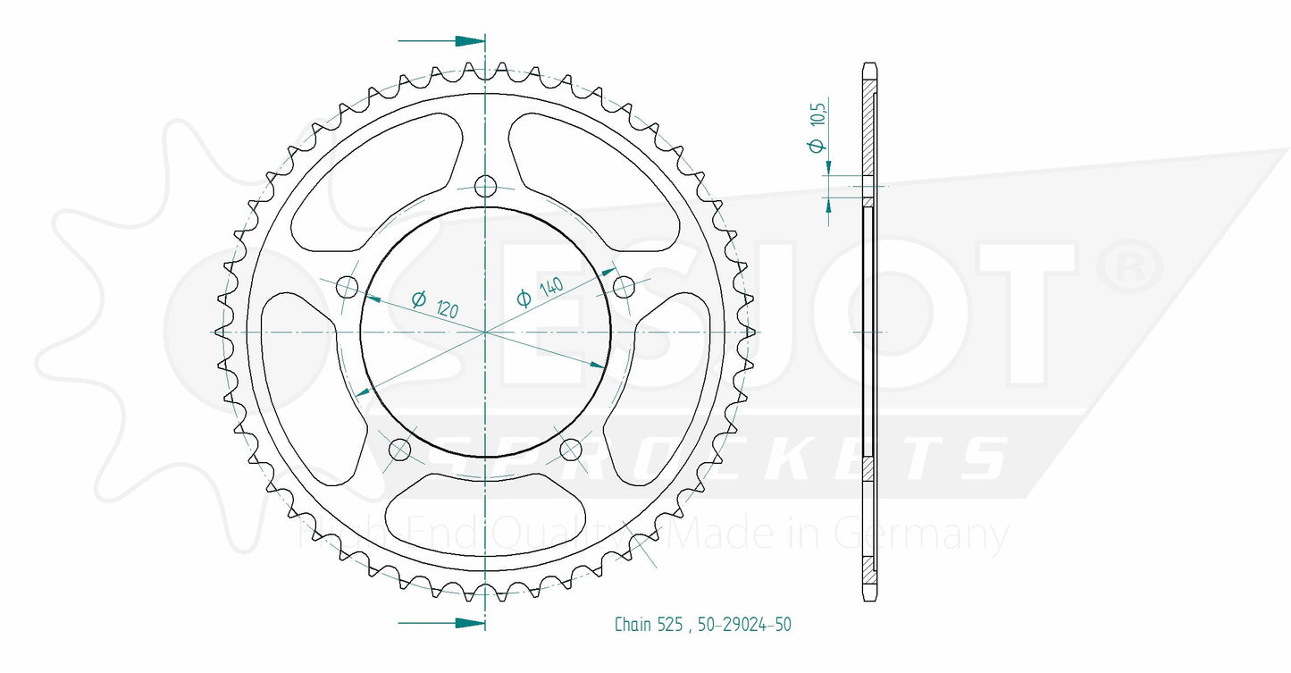 Couronne Acier 50 Dents - Pas 525 - Similaire JTR1792