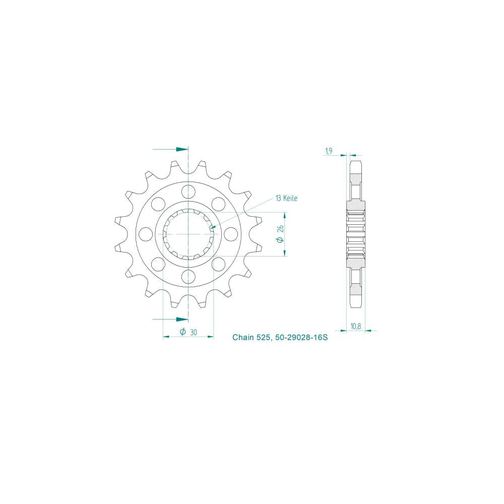Pignon Ultralight 16 Dents - Pas 525 - Similaire JTF1591