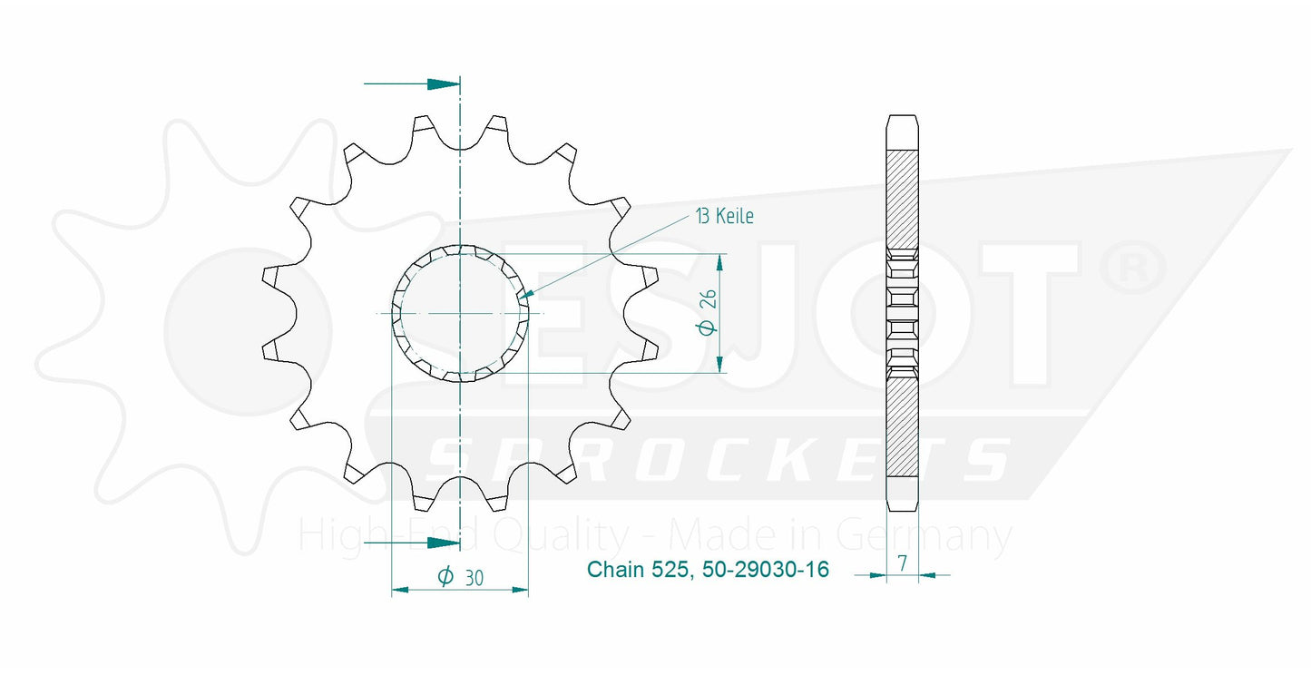 Pignon 16 Dents - Pas 525 - Similaire JTF1183