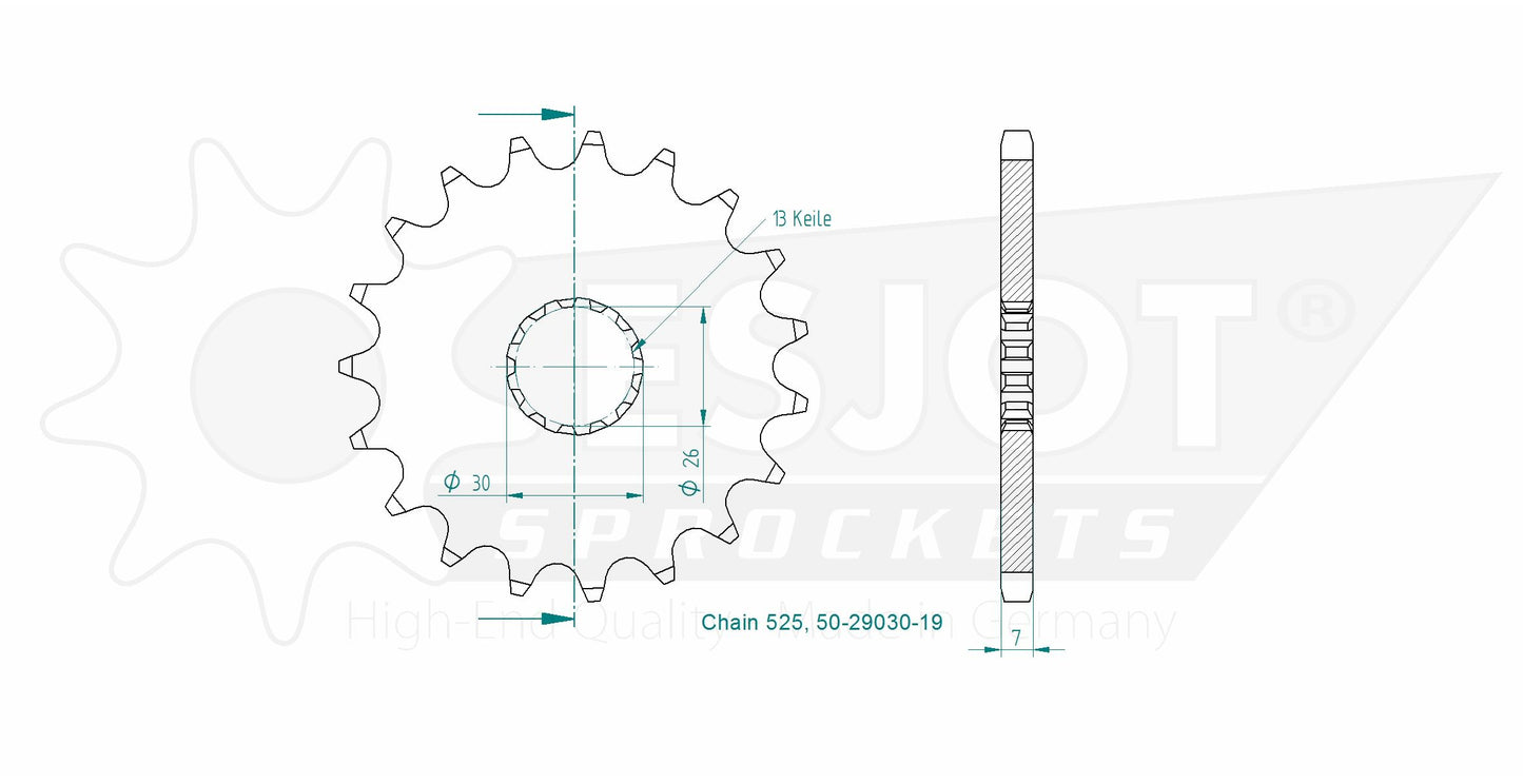 Pignon 19 Dents - Pas 525 - Similaire JTF1183