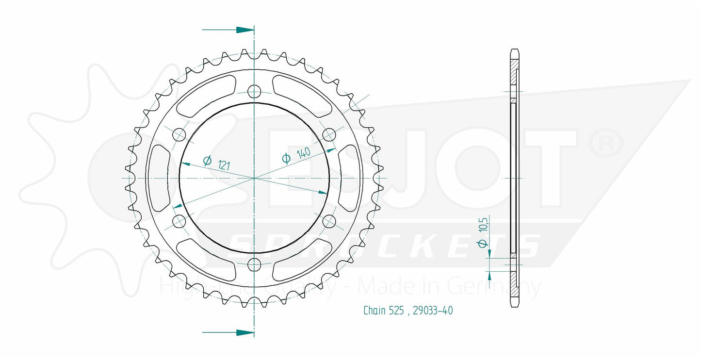 Couronne Acier 40 Dents - Pas 525