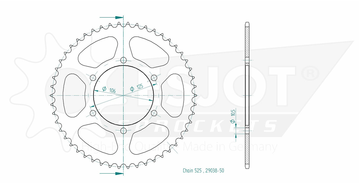 Couronne Acier 50 Dents - Pas 525 - Similaire JTR2014