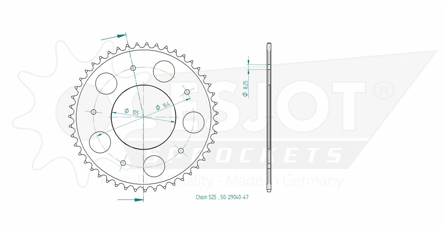 Couronne Acier 47 Dents - Pas 525