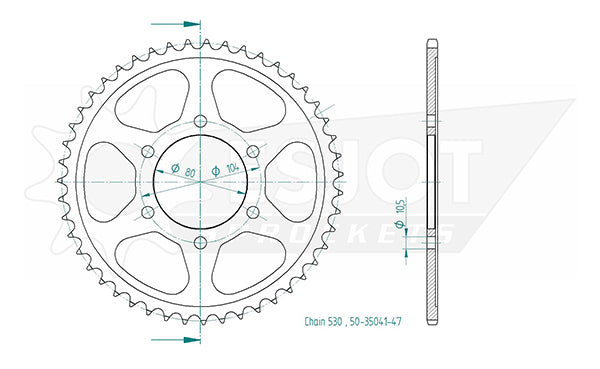 Couronne Acier 47 Dents - Pas 525 - Similaire JTR6