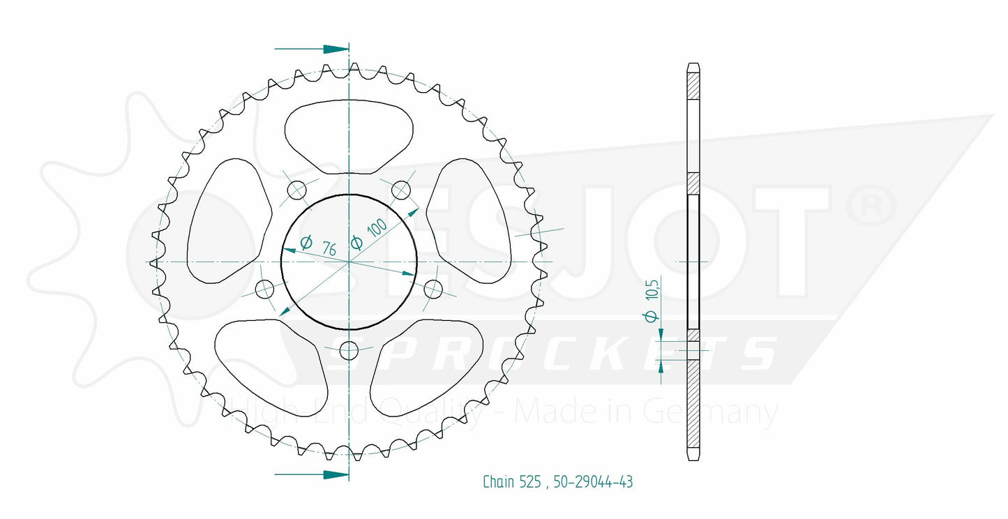 Couronne Acier 43 Dents - Pas 525 - Similaire JTR15