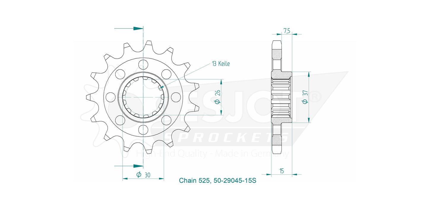 Pignon Ultralight 15 Dents - Pas 525 - Similaire JTF404