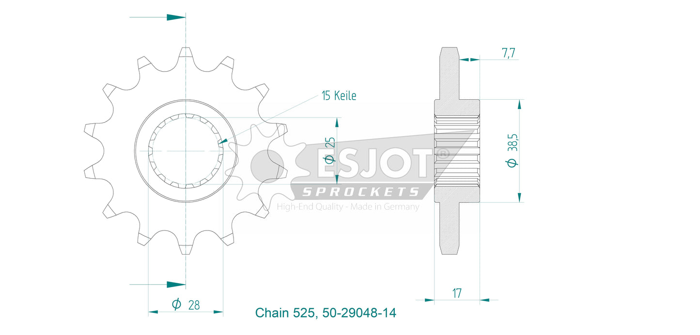 Pignon 14 Dents - Pas 525 - Similaire JTF749