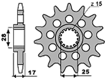 Pignon 15 Dents - Pas 525 - Similaire JTF749