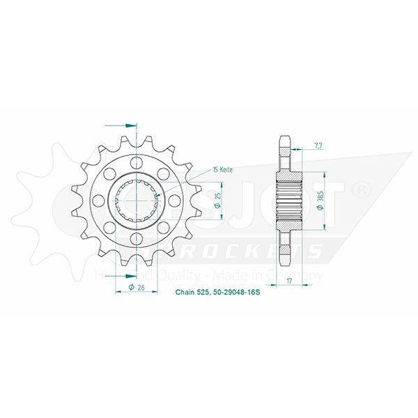 Pignon Ultralight 16 Dents - Pas 525 - Similaire JTF749