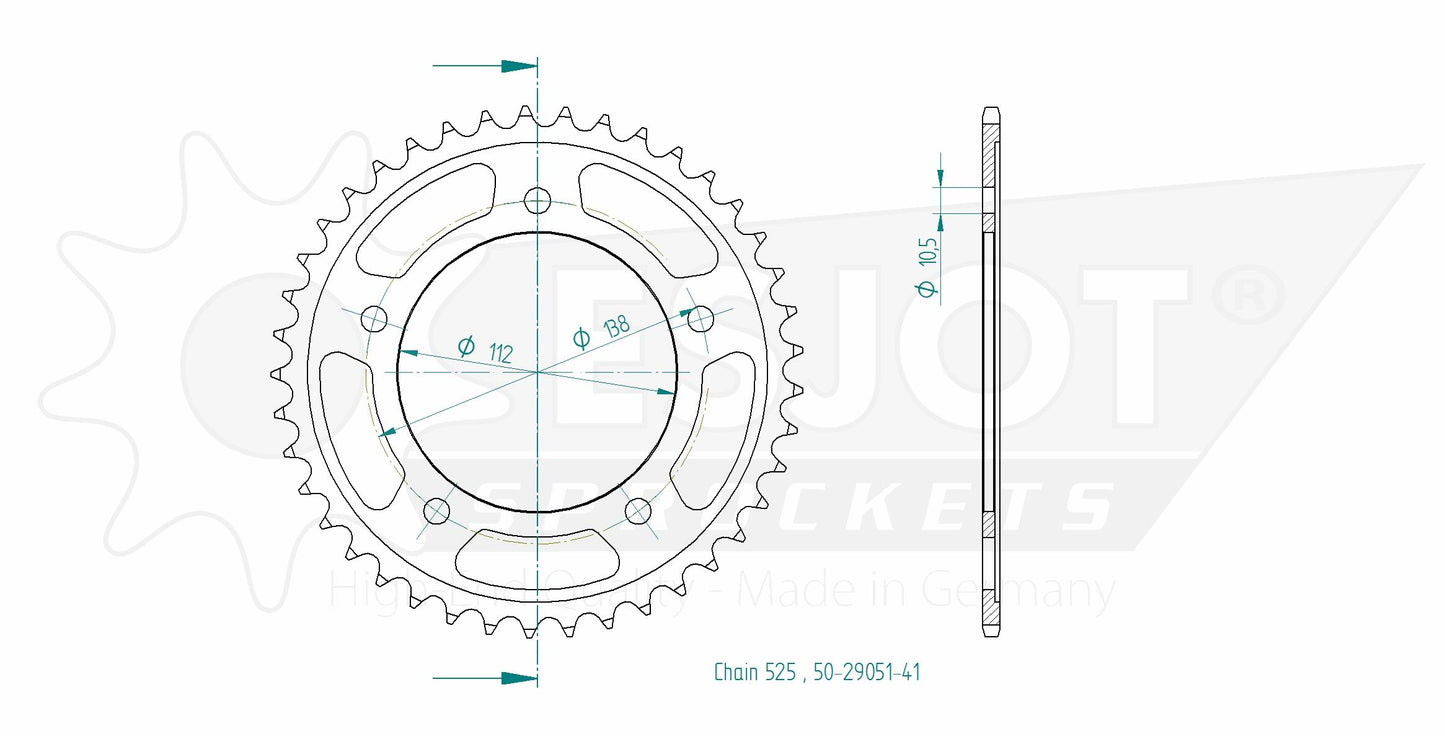 Couronne Acier 41 Dents - Pas 525 - Similaire JTR1877