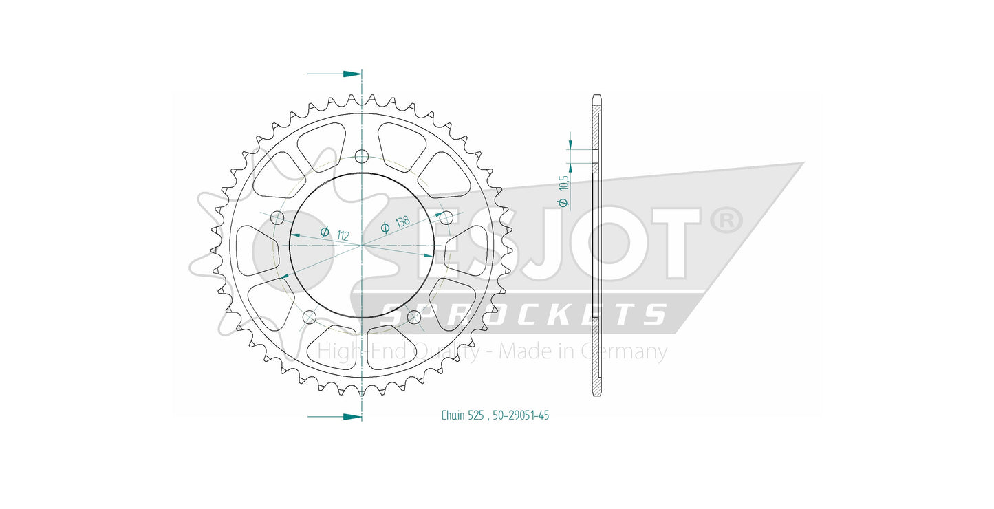 Couronne Acier 45 Dents - Pas 525 - Similaire JTR1877