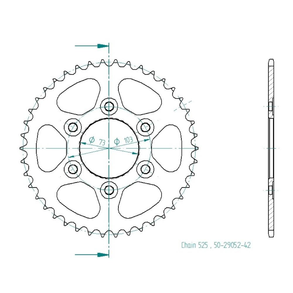 Couronne Acier 42 Dents - Pas 525 - Similaire JTR765