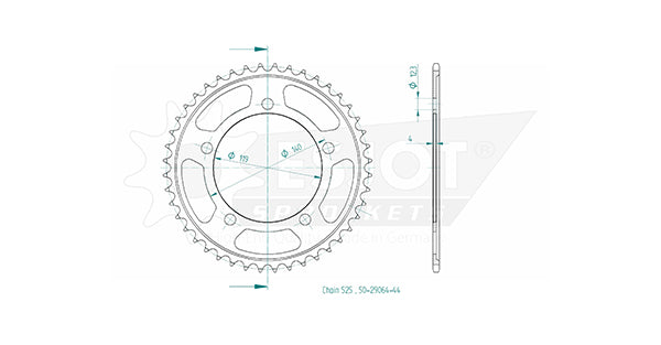 Couronne Acier 44 Dents - Pas 525 - Similaire JTR10