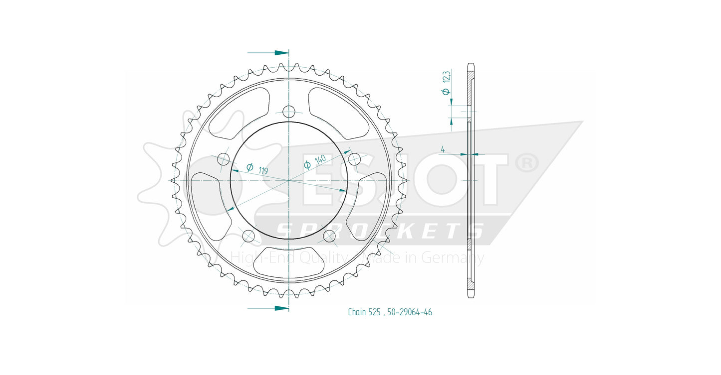 Couronne Acier 46 Dents - Pas 525 - Similaire JTR10